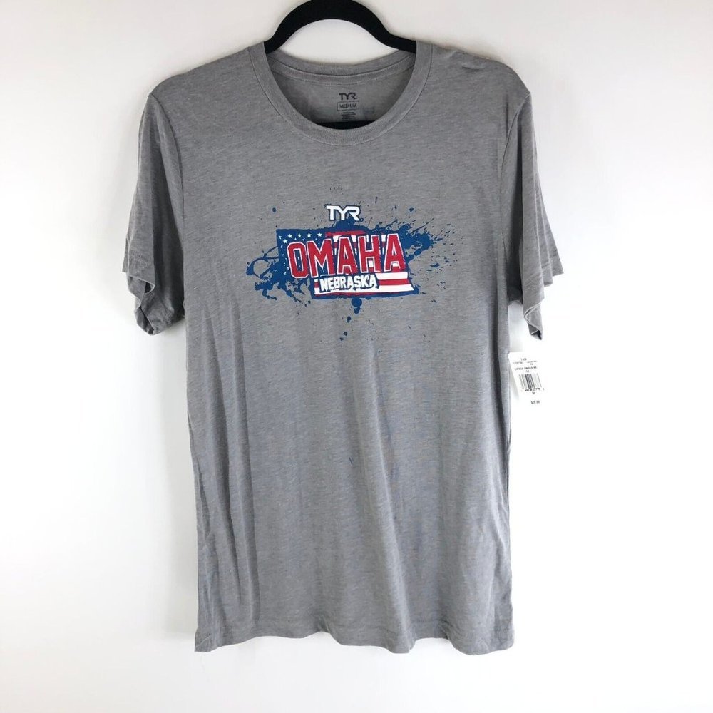 TYR Unisex T Shirt USA Omaha Nebraska Crew Neck Short Sleeve Gray M